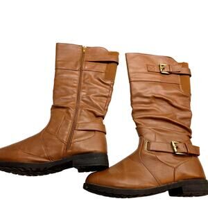 Belladia 9 Women's Boots Brown Zipper Buckle Shoes Mid Calf Length